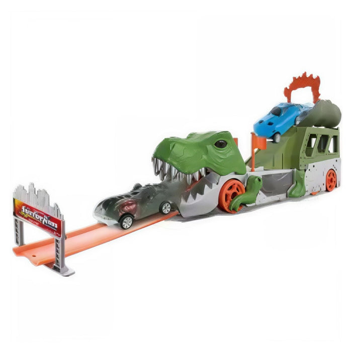 Vehículo Organizador De Dinosaurio Miniso Light Y Sound Verde