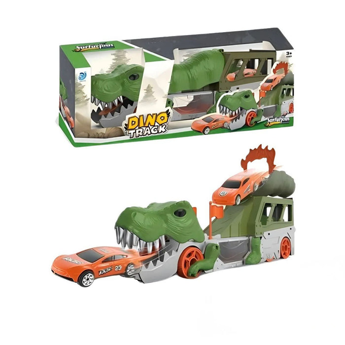 Vehículo Organizador De Dinosaurio Miniso Light Y Sound Verde