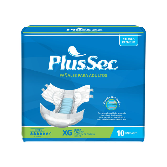 Pañal Para Adultos Plus Sec Talla Xg Unisex X 10 Unidades