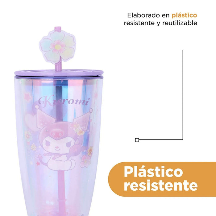 Botella De Plástico Miniso Kuromi Flower X 730Ml