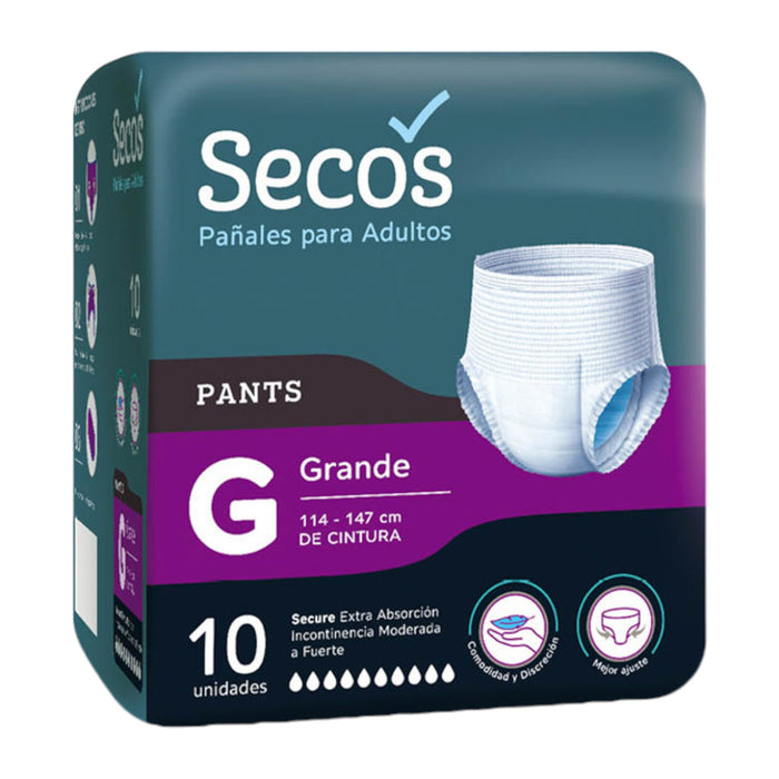 Secos Pants Panal G Unisex Para Adulto X 10 Unidades