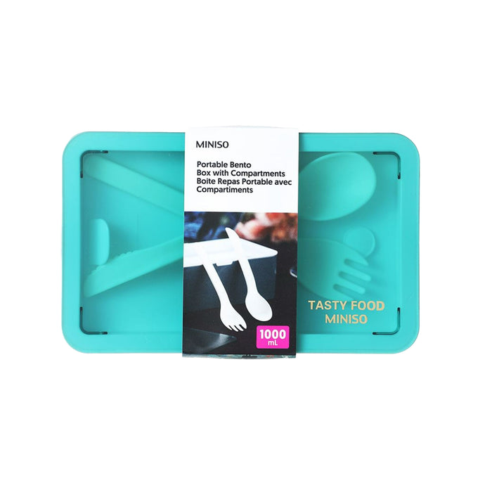 Miniso Portable Bento Caja Con Compartimieto Azul
