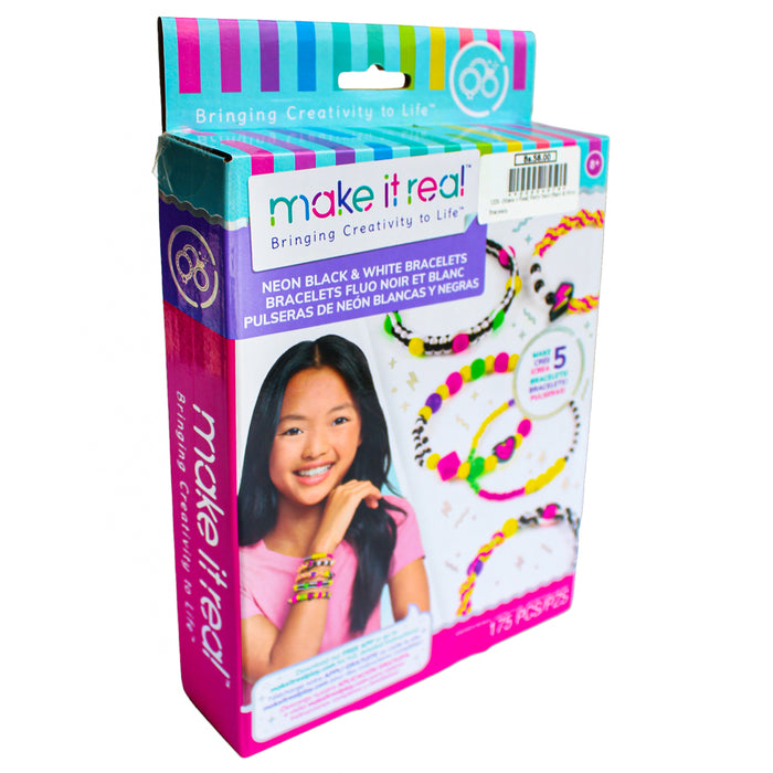 Make It Real Neon Black And White Brazaletes X 175 Piezas