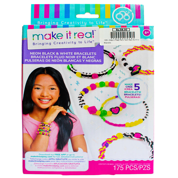 Make It Real Neon Black And White Brazaletes X 175 Piezas