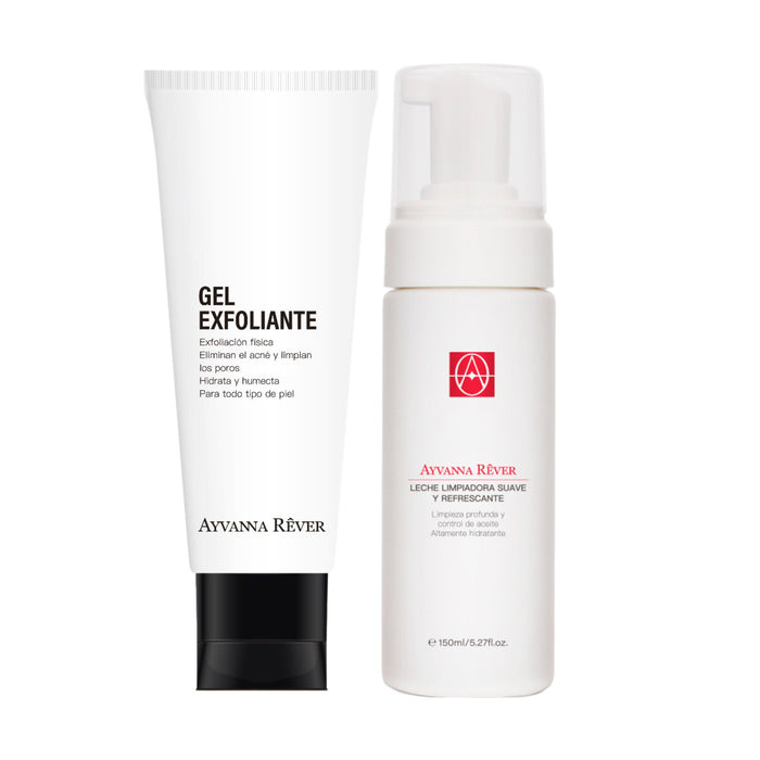 Set Ayvanna Rever Pureza Y Suavidad Gel Exfoliante + Leche Limpiadora
