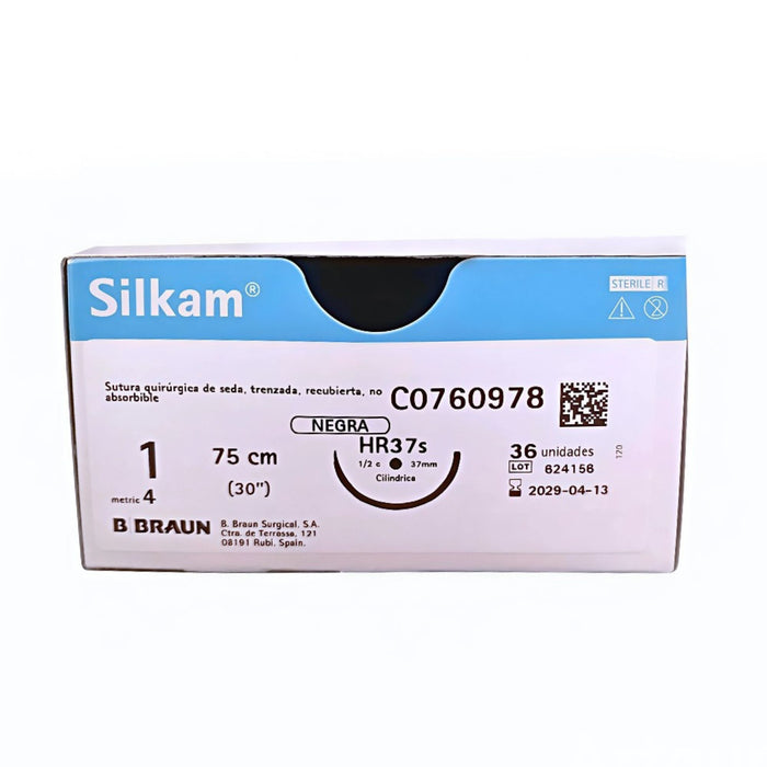Silkam B Braun Nro. 1 Con Aguja 75Cm Seda Negra C0760978