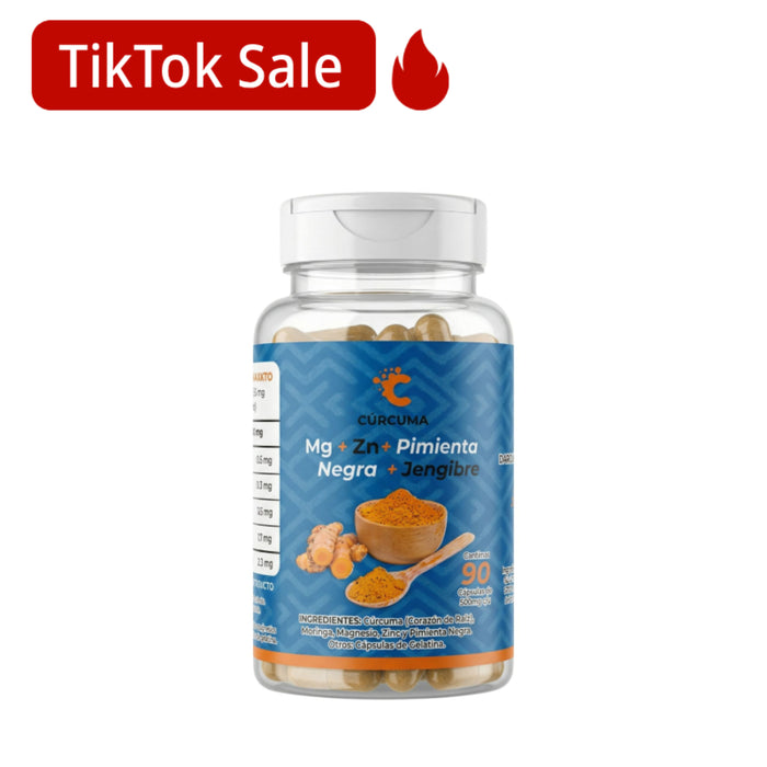 C Curcuma Magnesio Zinc Jengibre Pimienta Negra X 90 Cápsulas