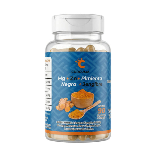 C Curcuma Magnesio Zinc Jengibre Pimienta Negra X 90 Cápsulas