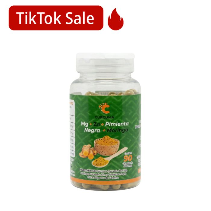 C Curcuma Magnesio Zinc Moringa Pimienta Negra X 90 Cápsulas
