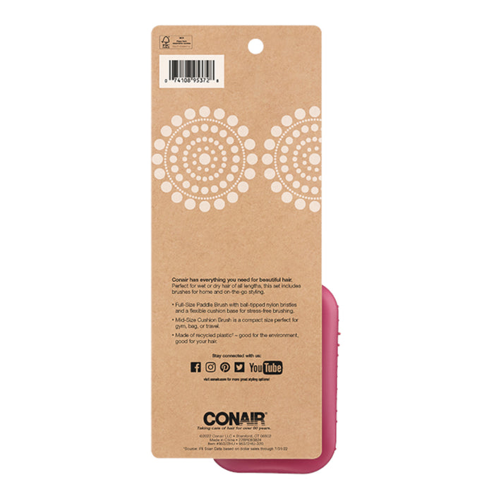Set De Cepillos Conair Color Pops Paddle Cushion Brush X 2 Piezas