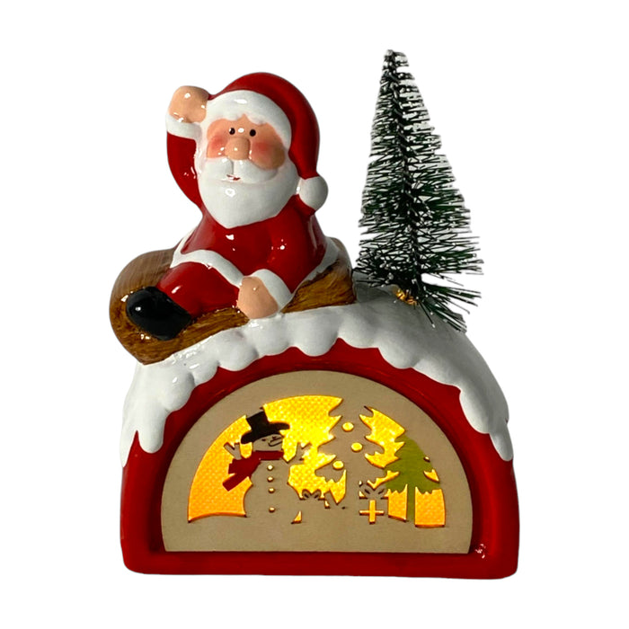 Santa Decorativo Con Luz Con Batería Botón 9X5.3X11cm