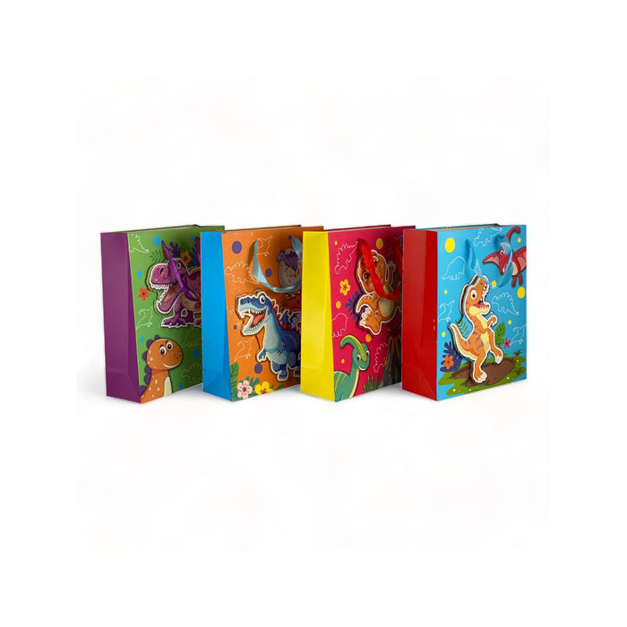 Bolsa de regalo Merletto de dinosaurio 3D con glitter, tamaño grande.