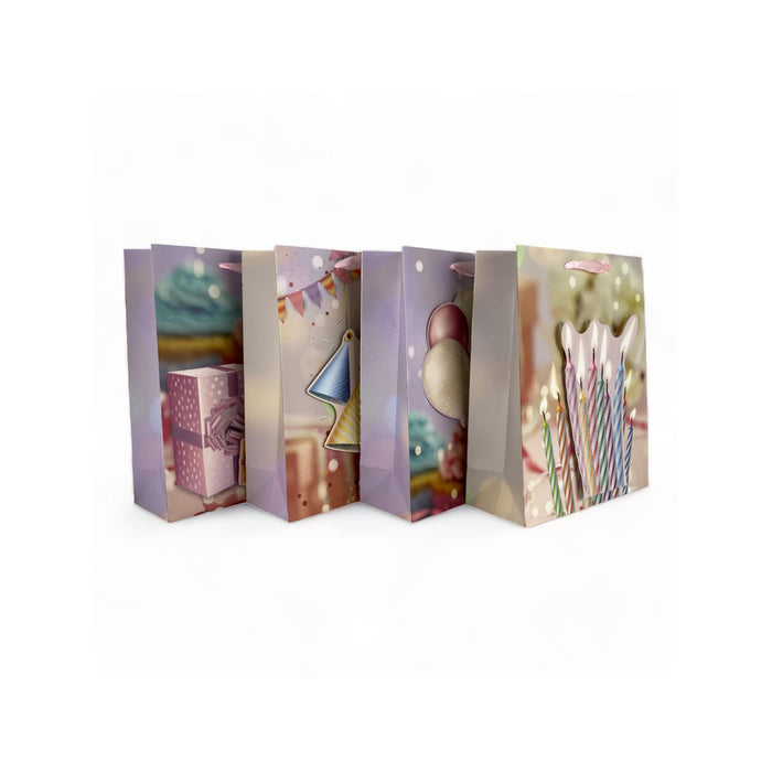 Bolsa de regalo Merletto de Cumpleaños Glitter 3D, tamaño pequeño.