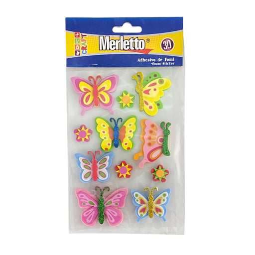 Stickers adhesivos Merletto de fomi 3D con diseño de mariposa.
