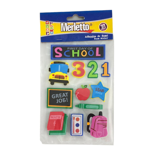 Stickers adhesivos Merletto de fomi 3D con diseño escolar.