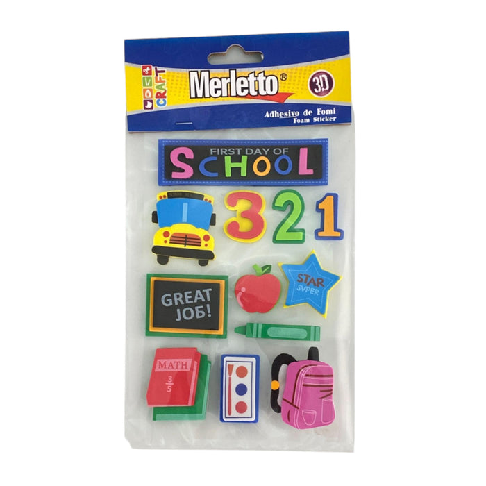 Stickers adhesivos Merletto de fomi 3D con diseño escolar.
