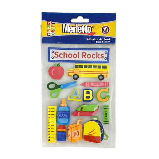 Stickers adhesivos Merletto de fomi 3D con la frase "School Rocks".
