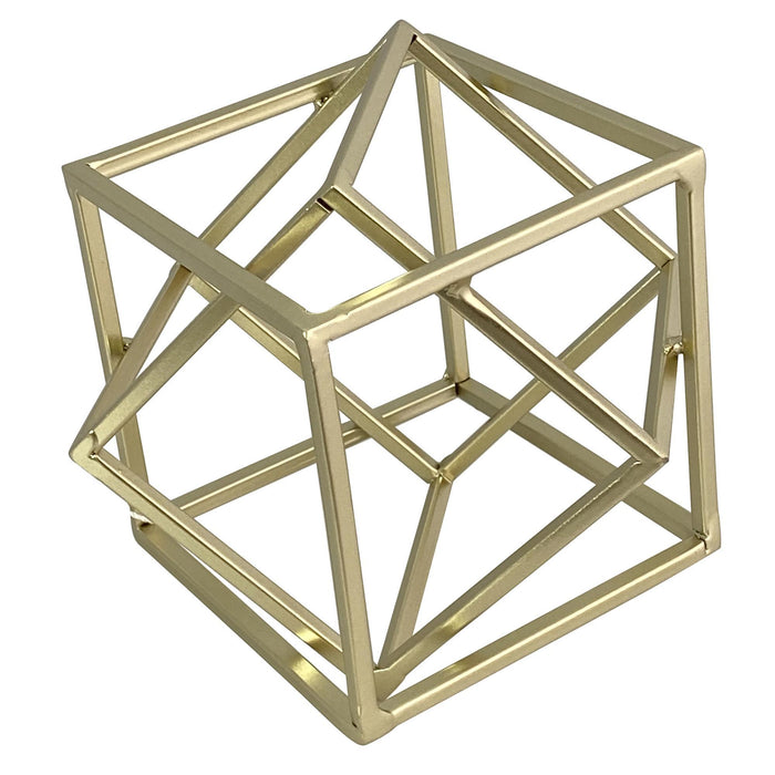 Adorno decorativo Concepts Life en forma de cubo dorado.