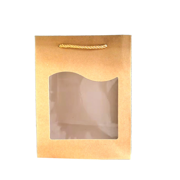 Bolsa De Regalo Merletto Kraft Con Ventana Tamaño M