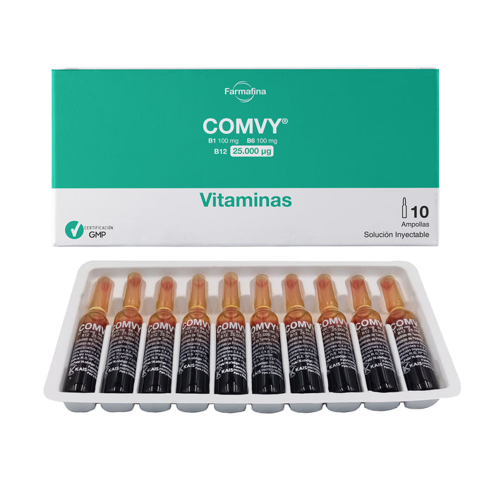 Comvy Complejo B Vitaminas B1 B6 B12 25.000 X Ampolla