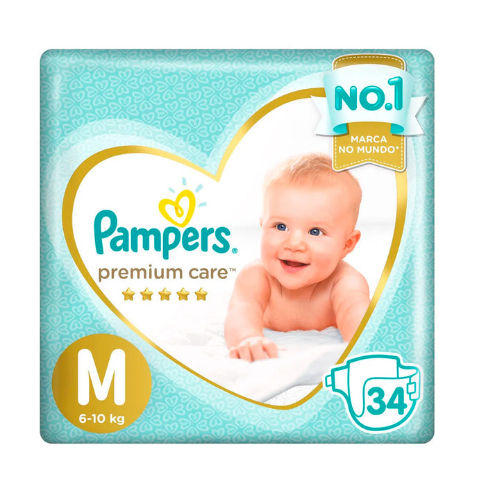Pampers Premium Care Talla M 6 A 10Kg X 34 Unidades