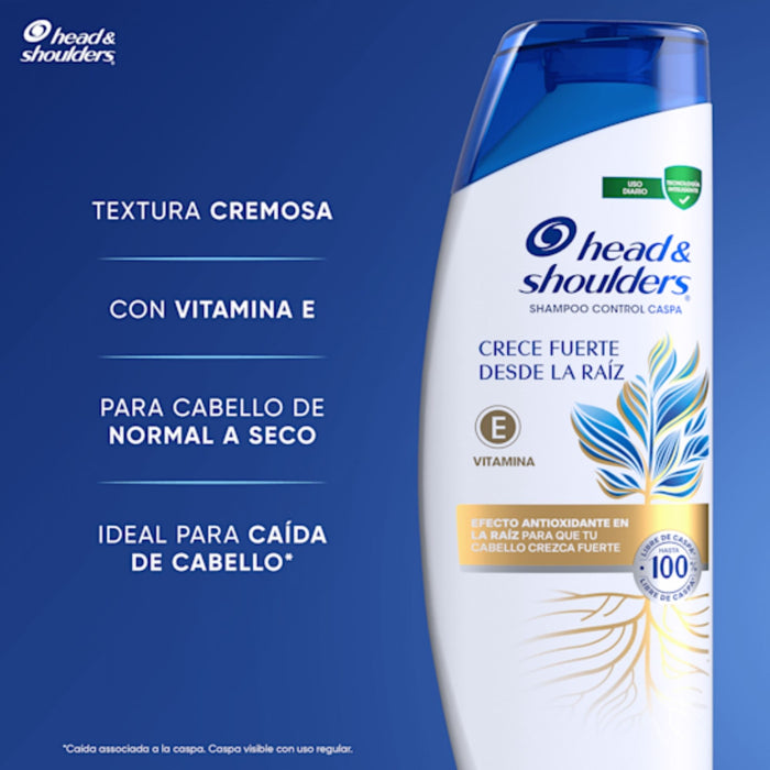 Shampoo Head And Shoulders Fuerte Desde La Raíz Vitamina E X 650Ml