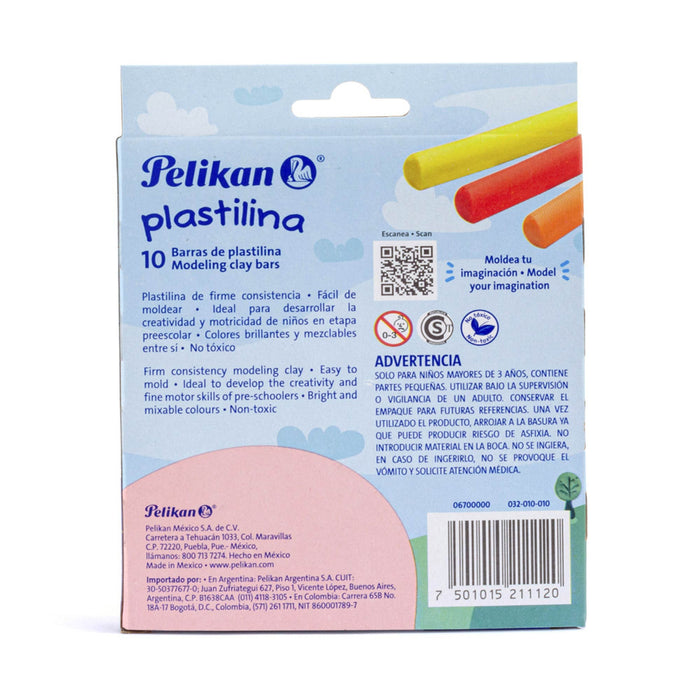 Plastilina Pelikan Colores Surtidos X 10 Unidades