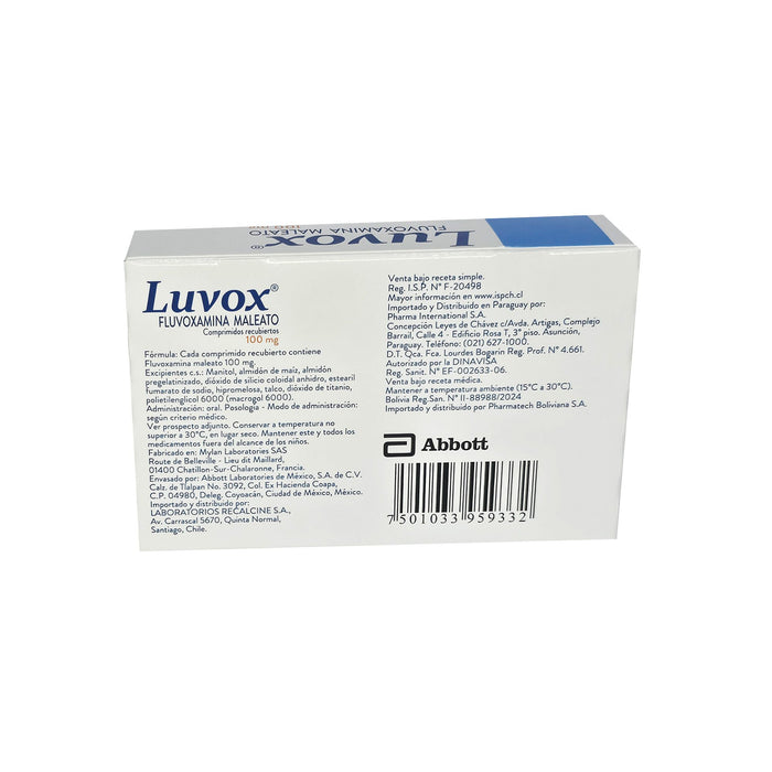 Luvox 100Mg Fluvoxamina X Comprimido