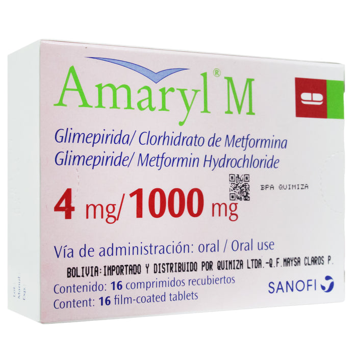 Amaryl M 4Mg Glimepirida Y 1000Mg Metformina X Tableta