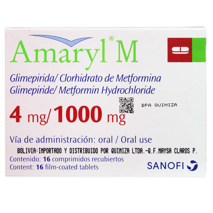 Amaryl M 4Mg Glimepirida Y 1000Mg Metformina X Tableta