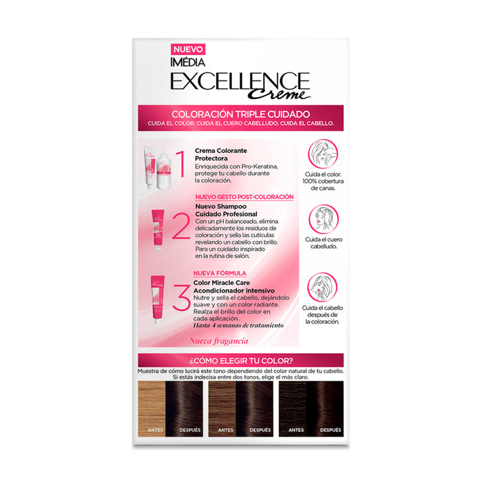 Coloración L'oréal Permamente Excellence Creme - Tono 3 Kit Para Teñido Del Cabello