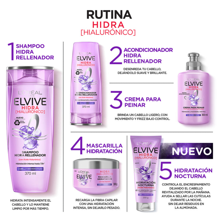 Mascarilla Elvive Nocturna Hidra Hialurónico - Cabello Deshidratado X 200Ml