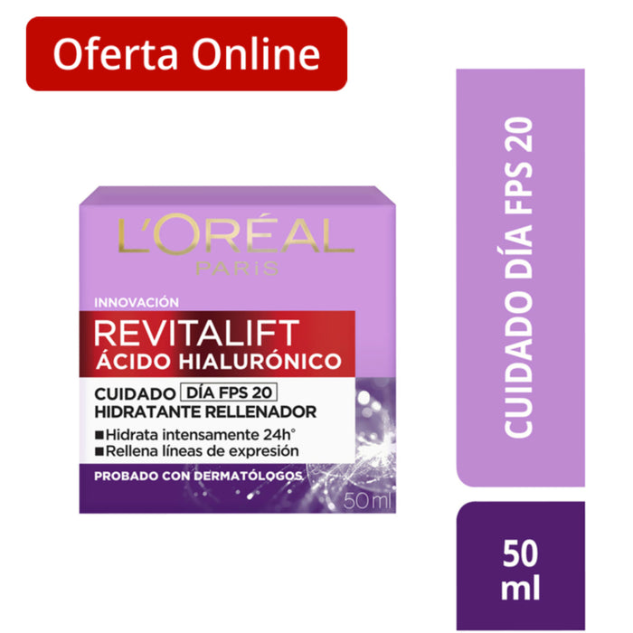 Crema Facial L'oréal Ácido Hialurónico - Para Día X 50Ml