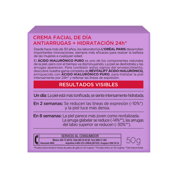 Crema Facial L'oréal Ácido Hialurónico - Para Día X 50Ml