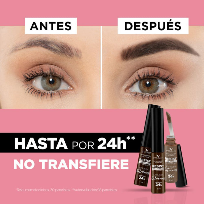 Tinta Liquida De Cejas Vogue Resistente Tono Caoba X 4Ml