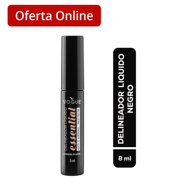 Delineador Liquido Vogue Essential Negro X 8Ml