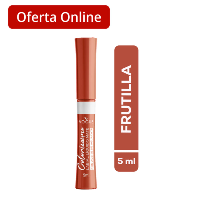 Labial Vogue Liquido Mate Colorissimo Frutilla X 5Ml