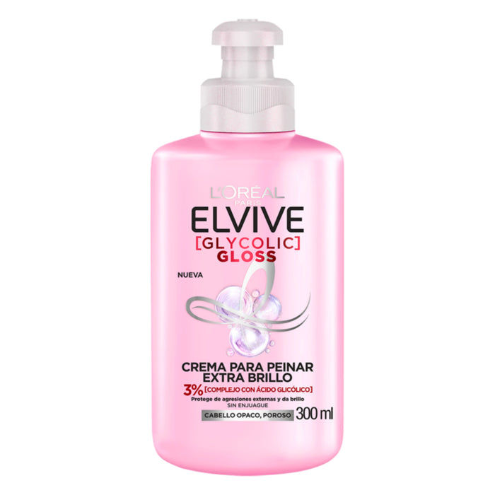 Crema De Peinar Elvive Glycolic Glosuperstay - Cabello Opaco X 300Ml