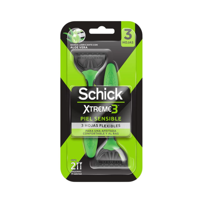 Rasuradora Schick Xtreme 3 Piel Sensible X 2 Unidades