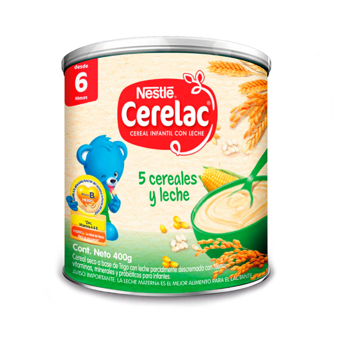 Cerelac 5 Cereales Y Leche Nuevo X 400G hola