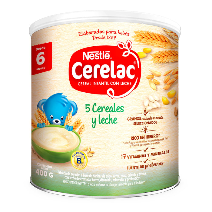 Cerelac 5 Cereales Y Leche Nuevo X 400G