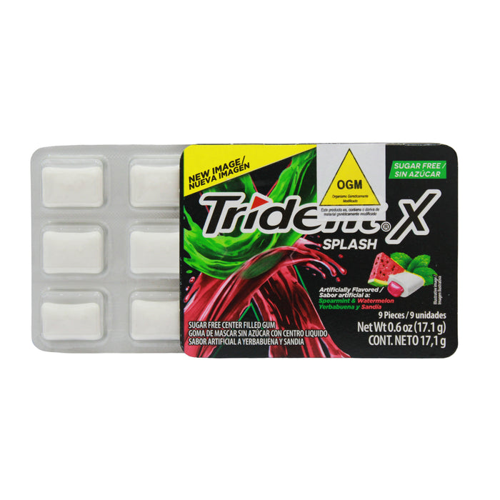Trident X Splash Chicle Yerba+Sandia X 9 Unidades