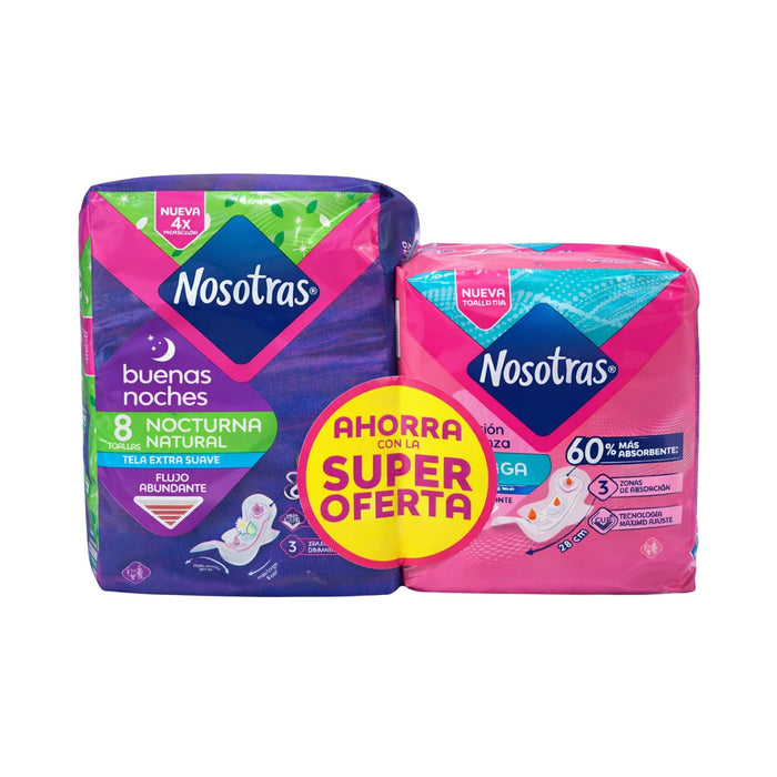 Pack Nosotras Buenas Noches X 8 Unidades + Larga X 8 Unidades