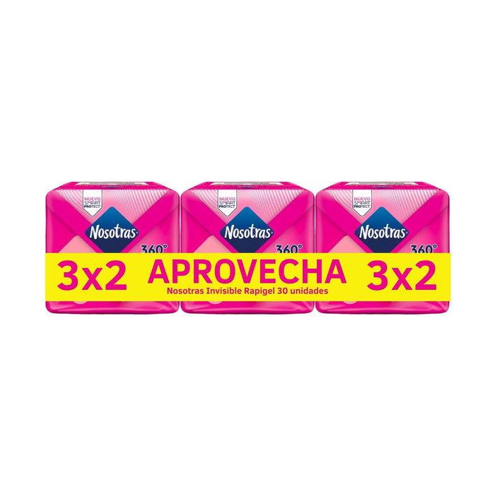 Tripack Nosotras Invisible Rapigel Rapisec 3 X 10 Unidades