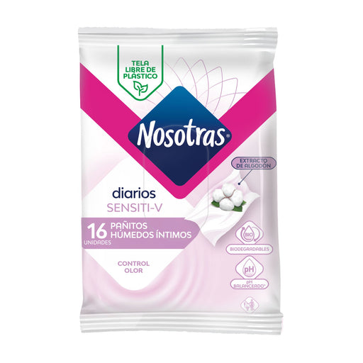 Pañitos Húmedos Nosotras Sensiti-V Intimas X 16 Unidades