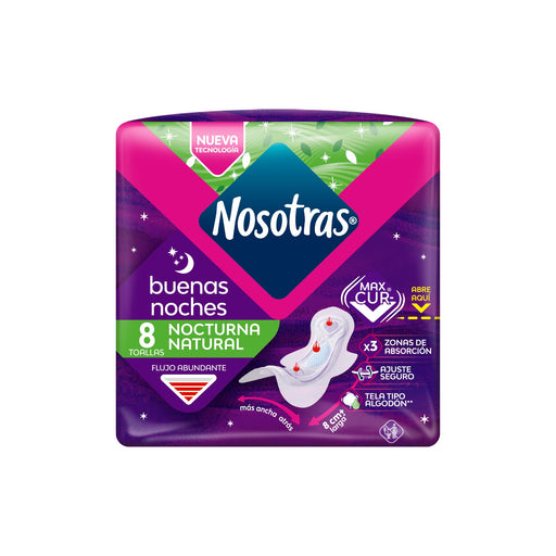 Toallitas Femeninas Nosotras Nocturna Natural Flujo Abundante...