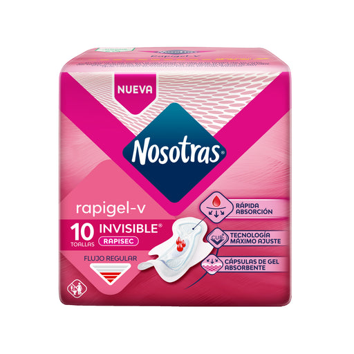 Toallitas Femeninas Nosotras Natural Invisible Rapigel X 10 Un...