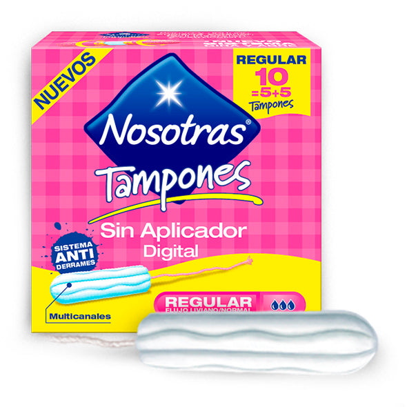 Tampones Nosotras Sin Aplicador Regular X 10 Unidades