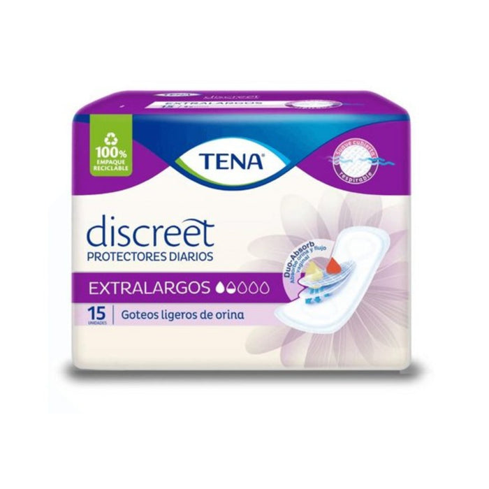 Protectores Diarios Tena Discreet Extra Largos X 15 Unidades
