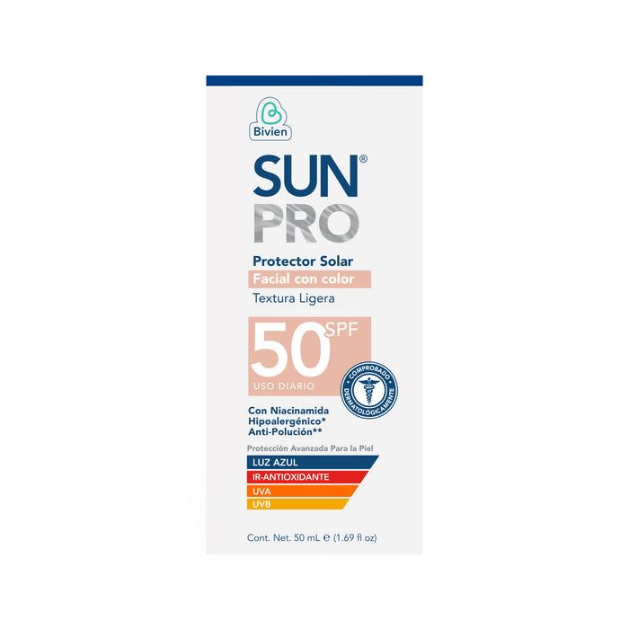 Protector Solar Sun Pro Facial Con Color Spf 50 X 50 Ml